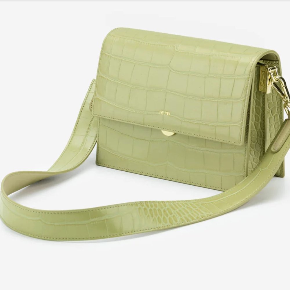 Mini Flap Crossbody JW PEI - sage green croc
